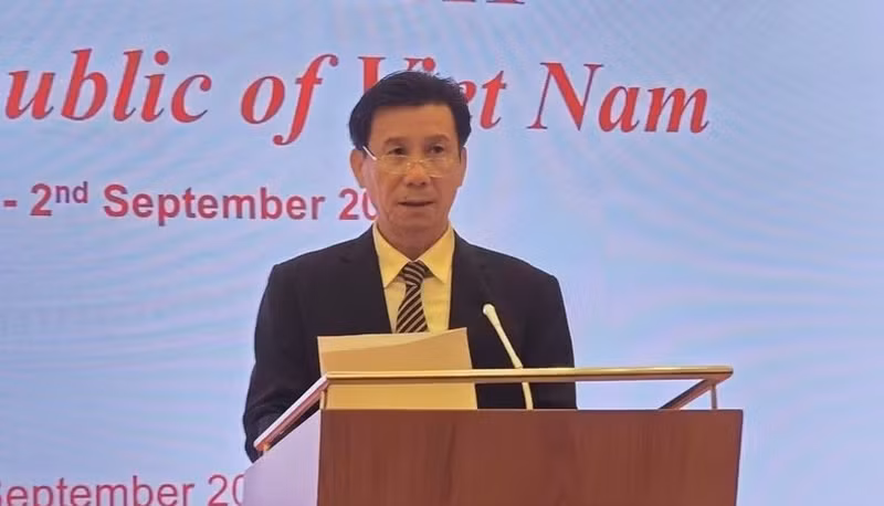Vietnamese Ambassador to Indonesia Ta Van Thong speaks at the ceremony celebrating the 81st anniversary of Viet Nam’s National Day (September 2, 1945–2026), held by the Vietnamese Embassy in Indonesia on September 16. (Photo: VNA)