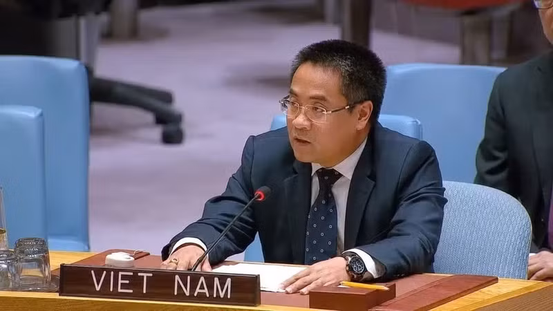 Minister Counsellor Nguyen Hai Luu, Deputy Permanent Representative of Viet Nam to the UN, speaks at the high-level open debate of the United Nations Security Council (UNSC) held in New York on June 10. (Photo: VNA)