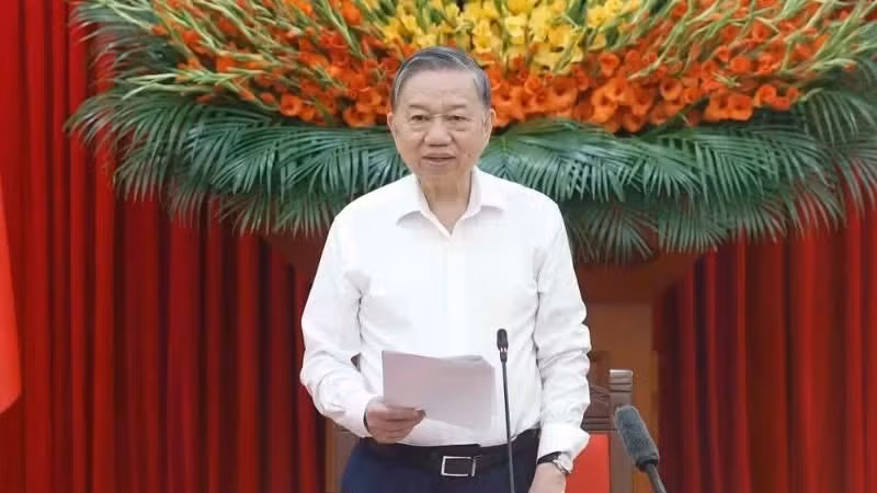 General Secretary and President To Lam, Head of the Steering Committee, speaks at the meeting. (Photo: VNA)