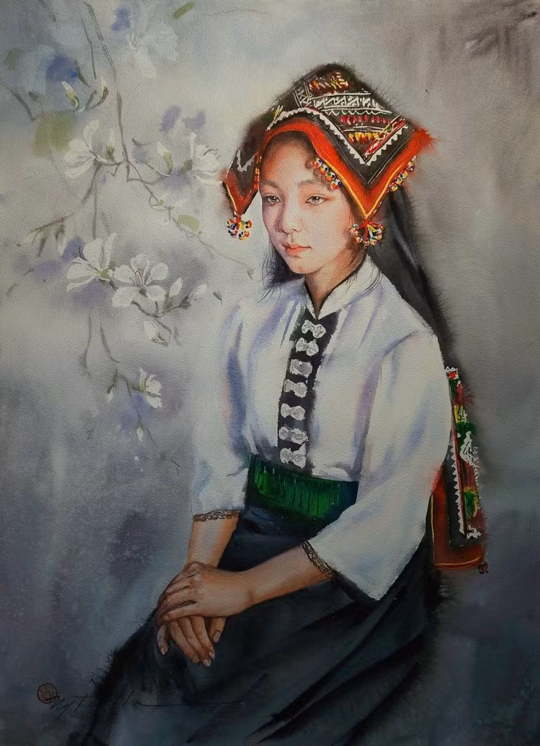 A work portraying a young Thai ethnic woman.