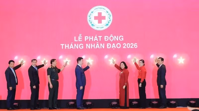 Delegates perform the launching ceremony of the 2026 Humanitarian Month
