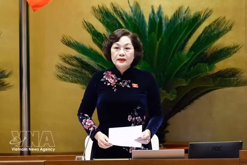 NA Vice Chairwoman Nguyen Thi Hong at the NA working session on April 21. (Photo: VNA)