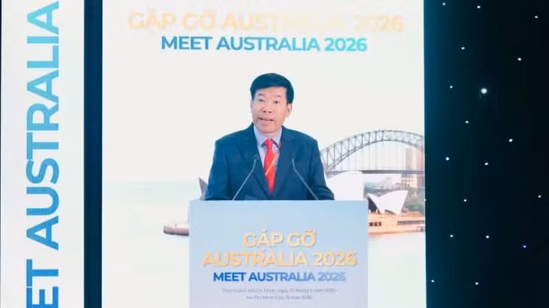 Deputy Minister of Foreign Affairs Nguyen Manh Cuong speaks at the event “Meet Australia” in Ho Chi Minh City on May 19 (Photo: Ministry of Foreign Affairs)