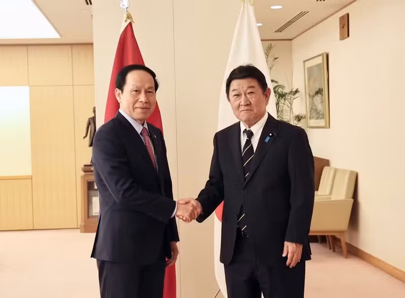 Deputy Prime Minister Le Tien Chau receives Japanese Foreign Minister Motegi Toshimitsu. (Photo: VGP)