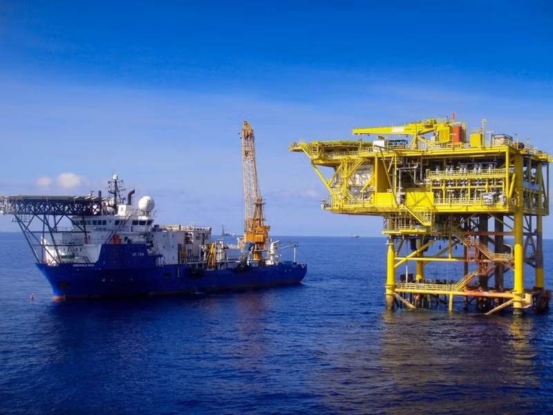 Oil and gas extraction at the Te Giac Trang (White Rhino) field.