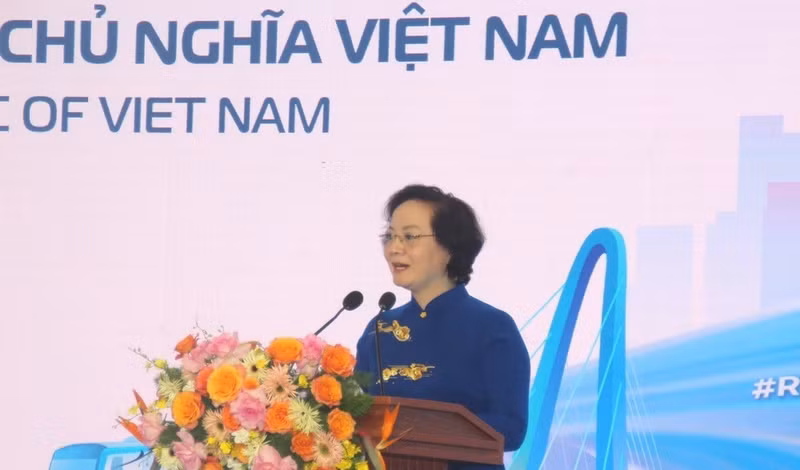 Deputy Prime Minister Pham Thi Thanh Tra speaks at the event. Photo: VNA