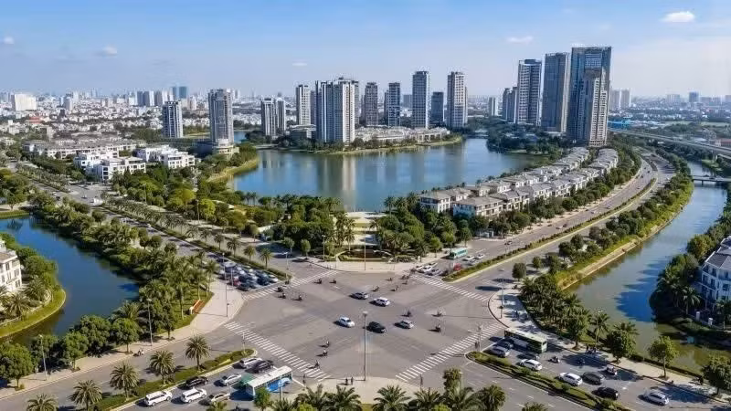Perspective view of the Thu Lam multi-purpose urban area located in Thu Lam Commune, Dong Anh District, Ha Noi, after completion