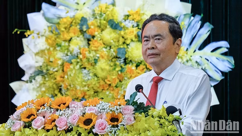 NA President Tran Thanh Man speaks at the event. (Photo: nhandan.vn)