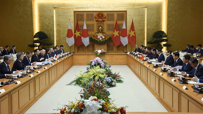 The talks between the two prime ministers. (Photo: Tran Hai) The talks between the two prime ministers. (Photo: Tran Hai)