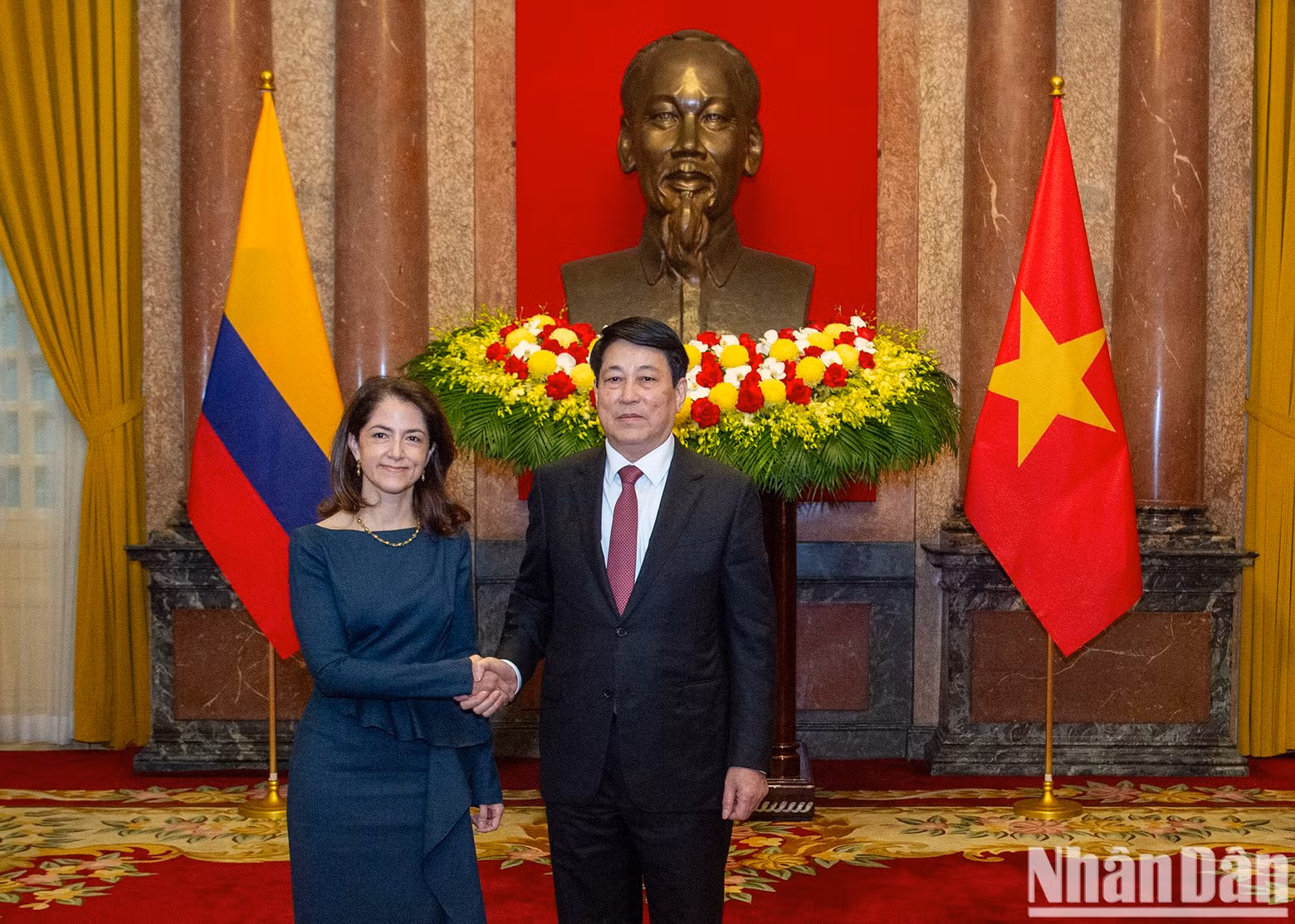 President Luong Cuong and Colombian Ambassador Camila Maria Polo Flores. (Photo: Thuy Nguyen)