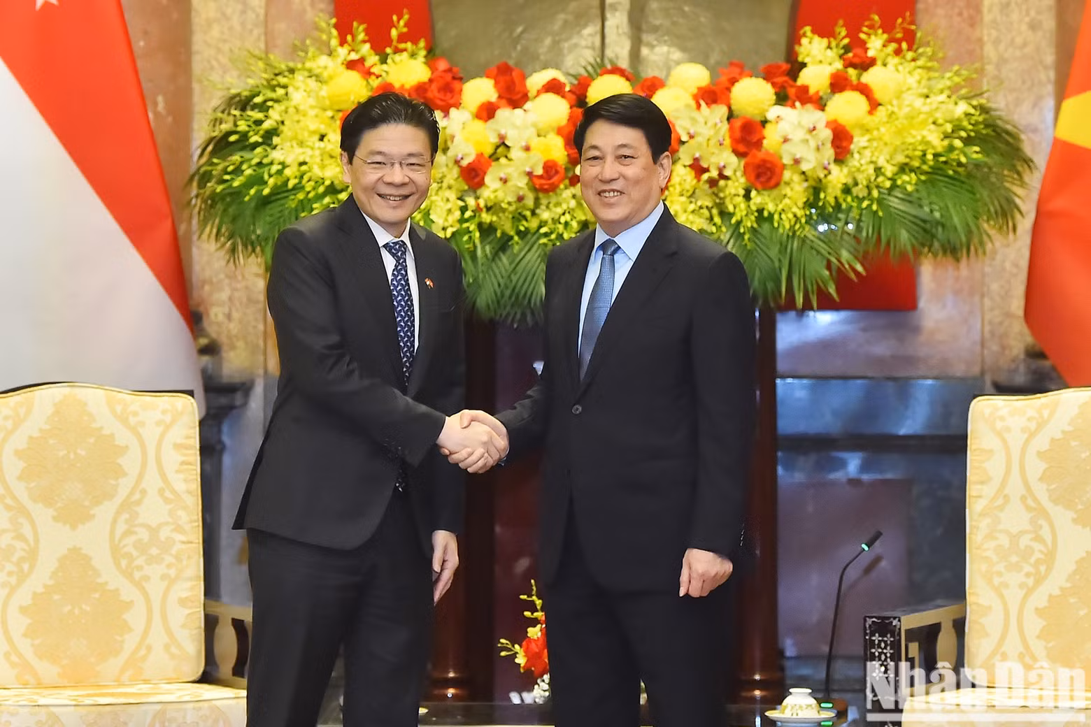 President Luong Cuong and Singaporean PM Lawrence Wong at the reception. President Luong Cuong and Singaporean PM Lawrence Wong at the reception.