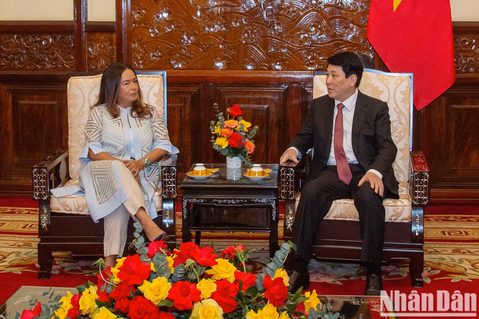 President Luong Cuong and Ambassador of Panama Nubiela Ayala Modes. (Photo: Thuy Nguyen)