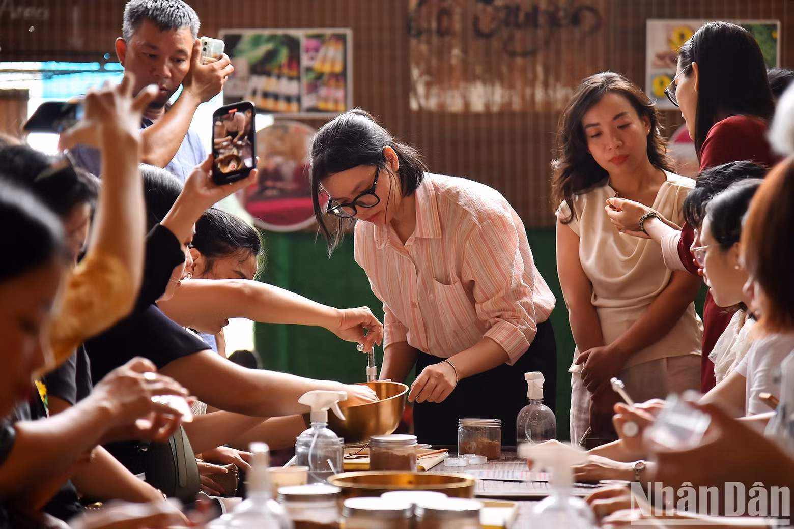 Visitors explore the stages of the incense production process.