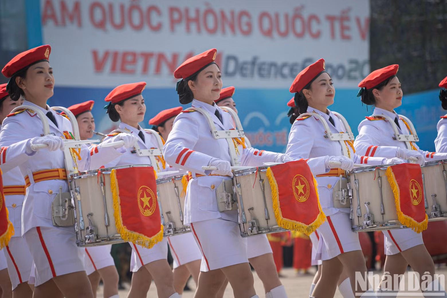 Female soldiers of military band at the opening ceremony. Female soldiers of military band at the opening ceremony.