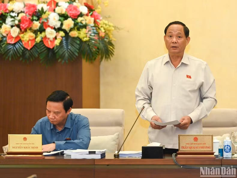 NA Vice Chairman Tran Quang Phuong speaks at the meeting