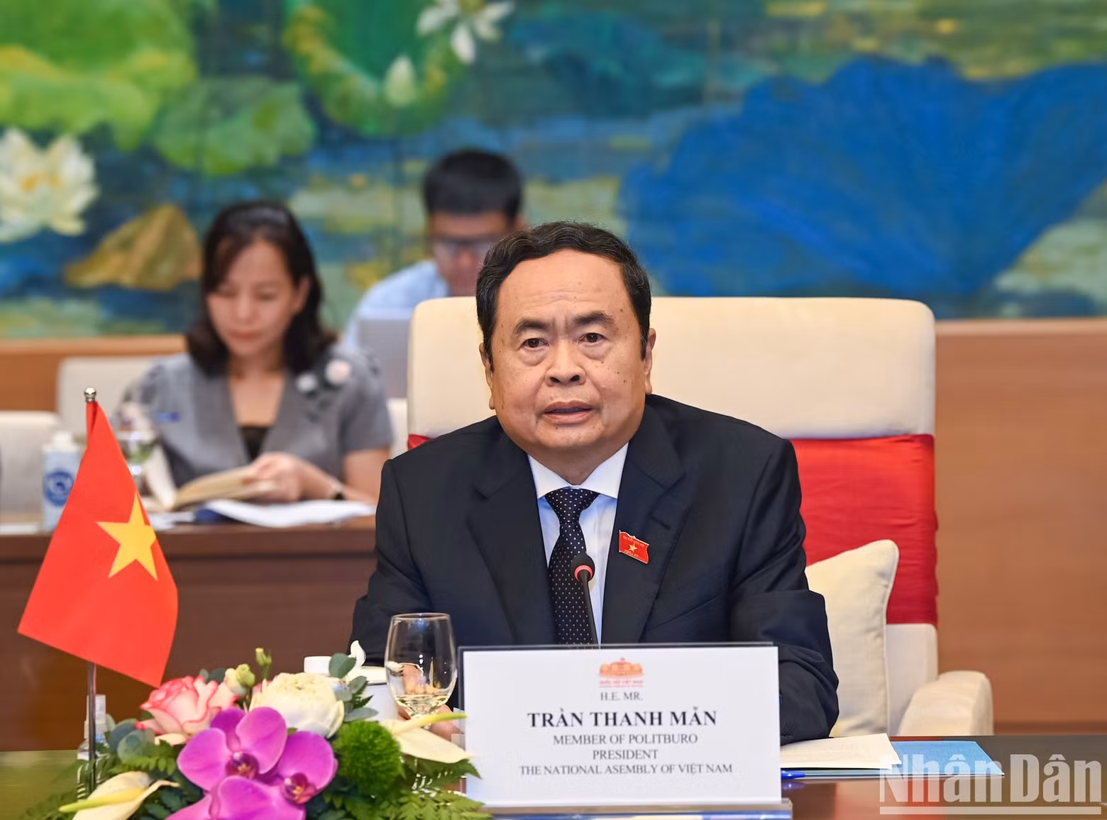 National Assembly Chairman Tran Thanh Man speaking at the event