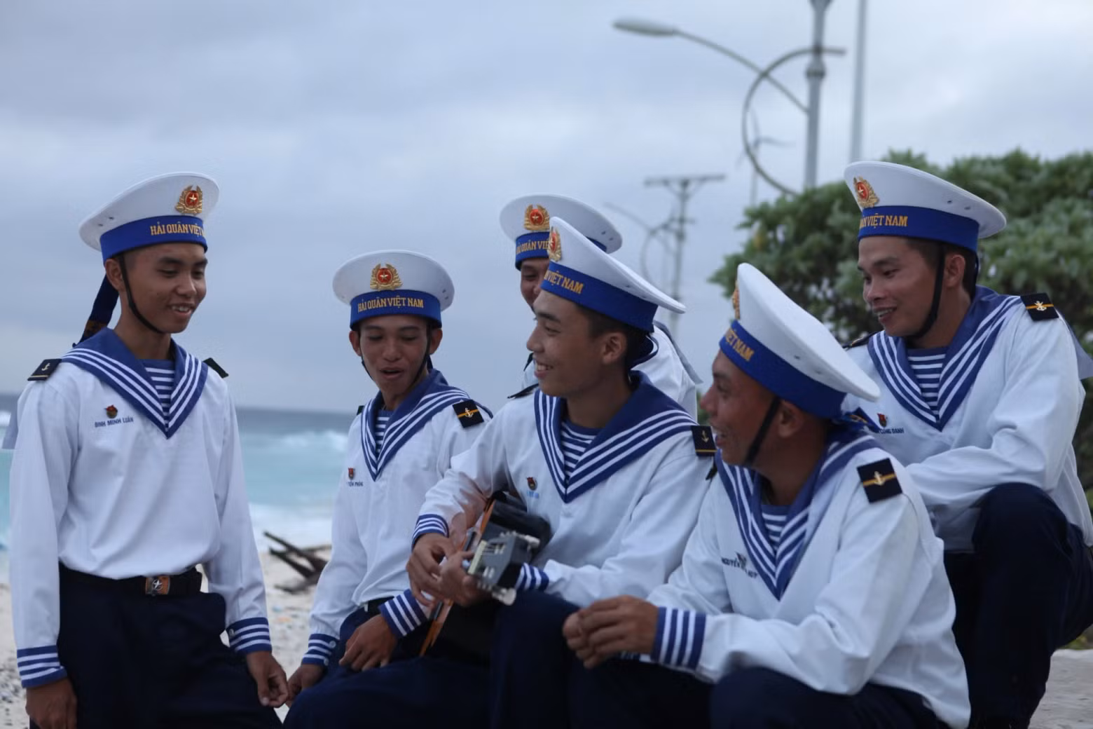 During their break time, soldiers are singing songs of their praise and love for the country.