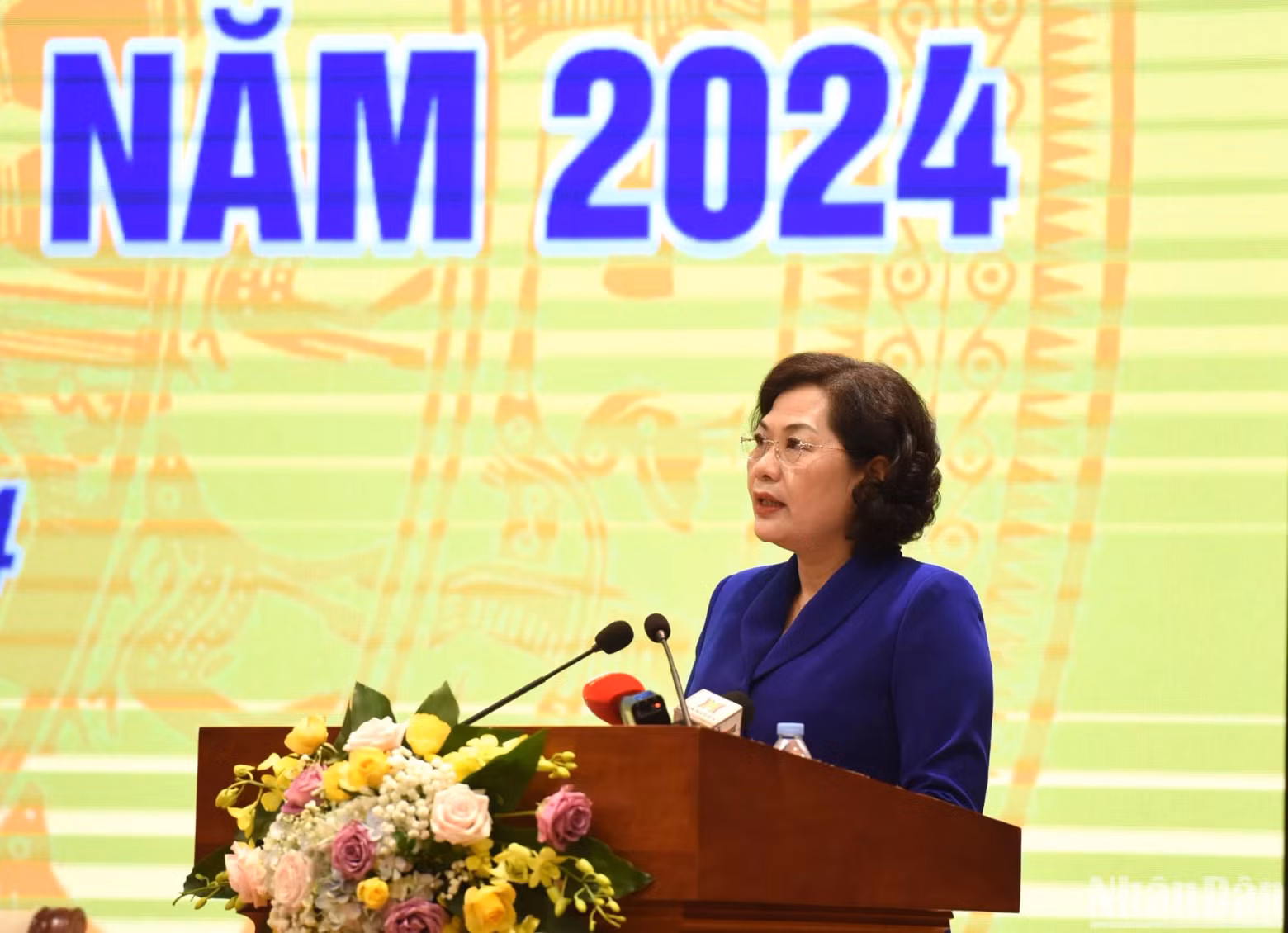 Governor of the State Bank of Vietnam Nguyen Thi Hong delivers a speech at the opening of the conference. Governor of the State Bank of Vietnam Nguyen Thi Hong delivers a speech at the opening of the conference.