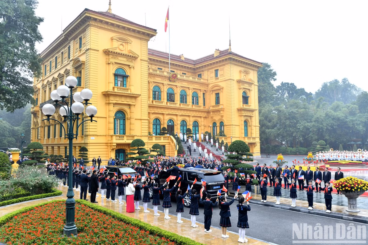 An overview of the welcome ceremony for Philippine President Ferdinand Romualdez Marcos Jr.