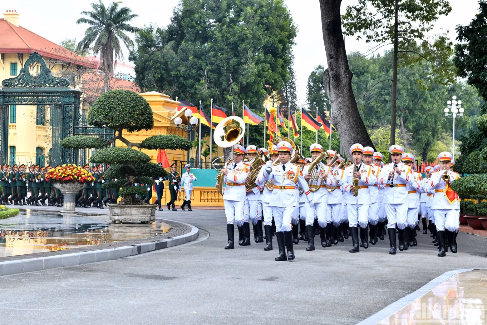 The military band at the welcome ceremony.