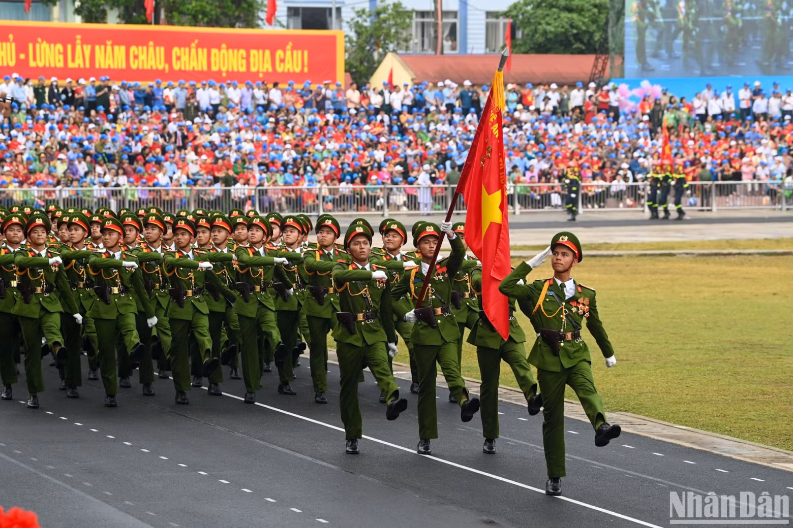The formation of male People's Police officers.