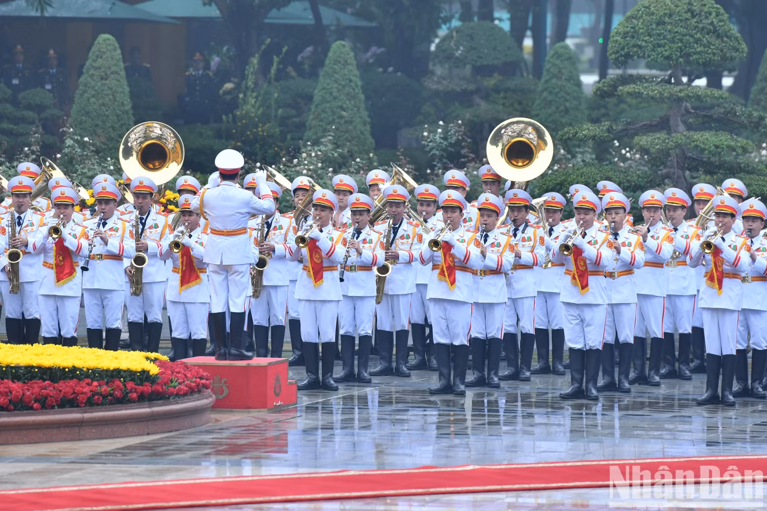 The military band at the welcome ceremony.