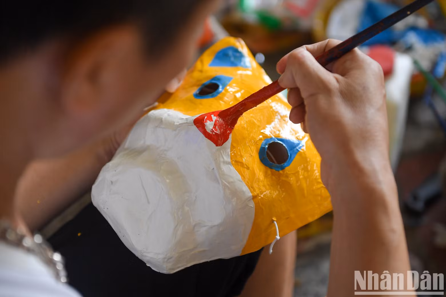 Each detail of the masks is carefully painted by the villagers.