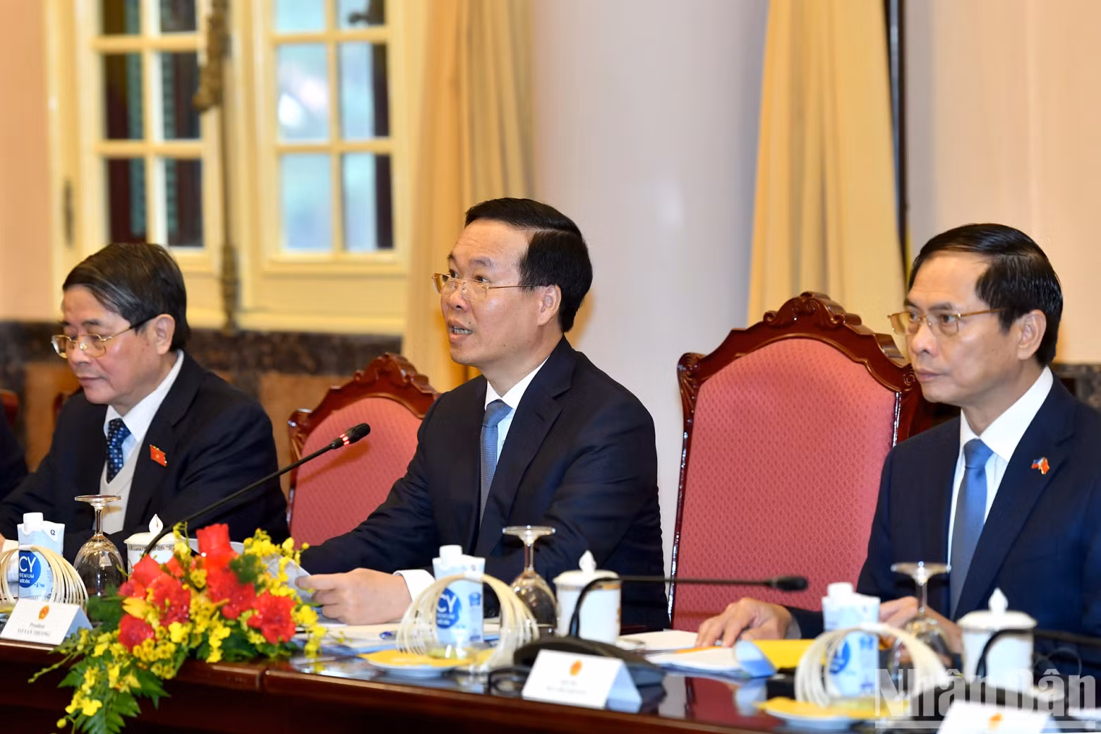 President Vo Van Thuong speaks at the talks with his Philippine counterpart Ferdinand Romualdez Marcos Jr.