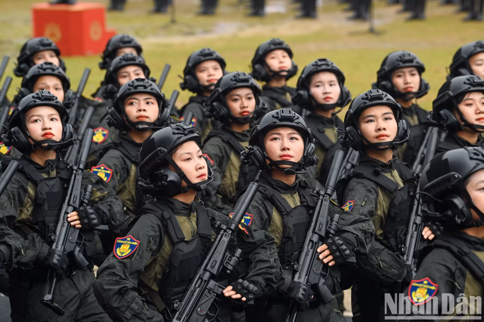 The parade of female Special Police soldiers.
