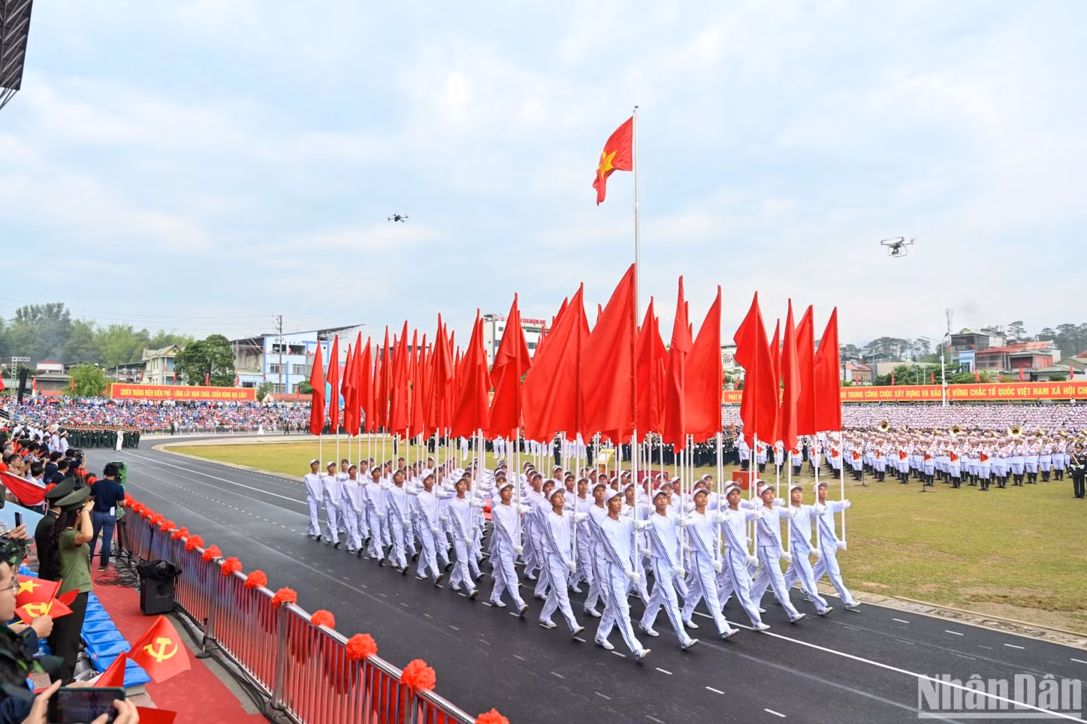 The formation of flags.