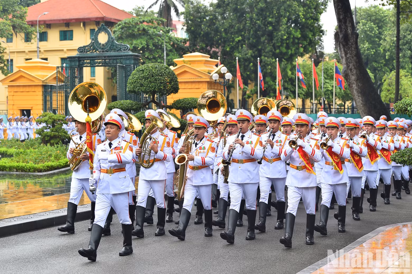 The Vietnamese military band at the welcome ceremony.