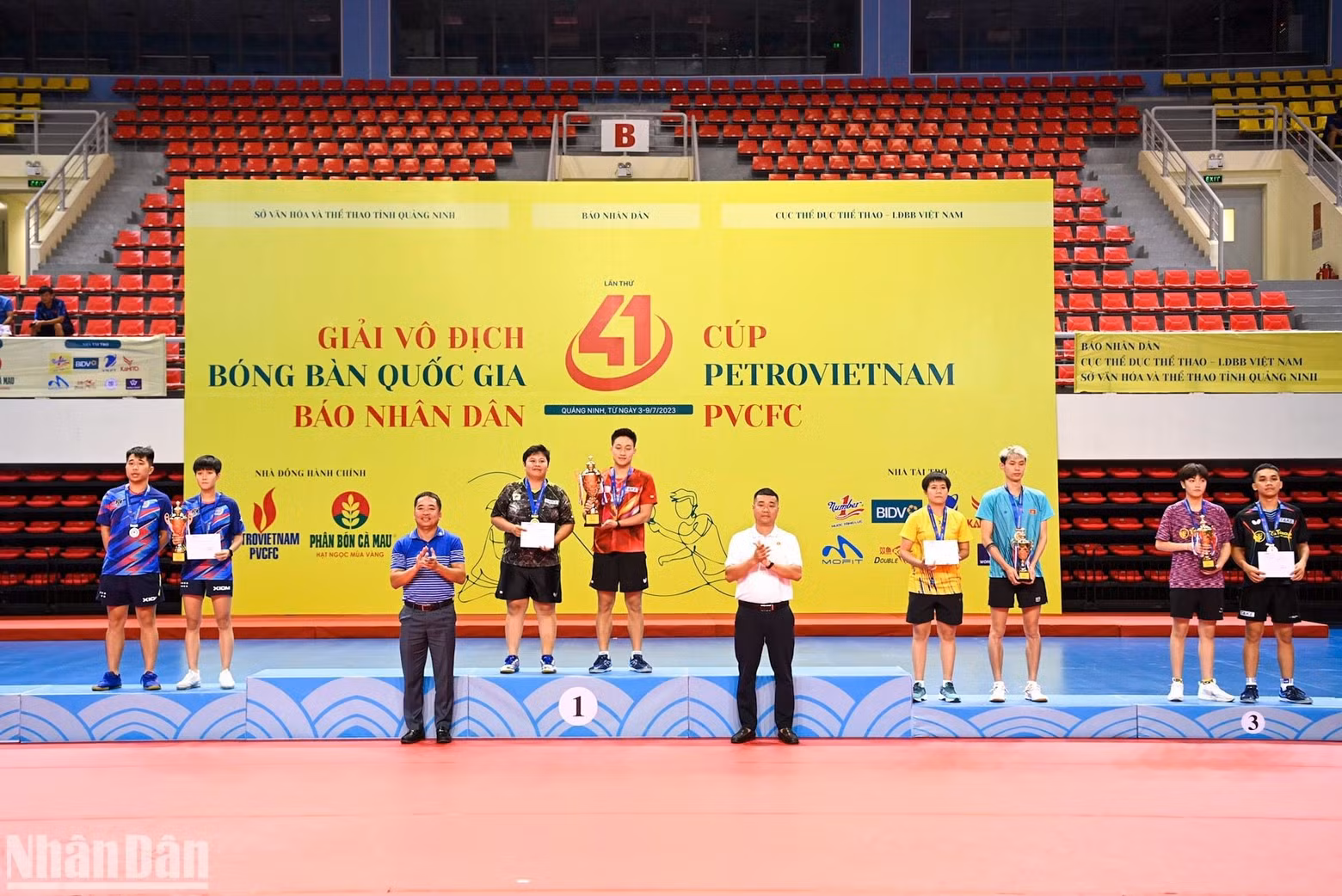 The delegates presented medals and trophies to the winners in the mixed doubles event. The delegates presented medals and trophies to the winners in the mixed doubles event.