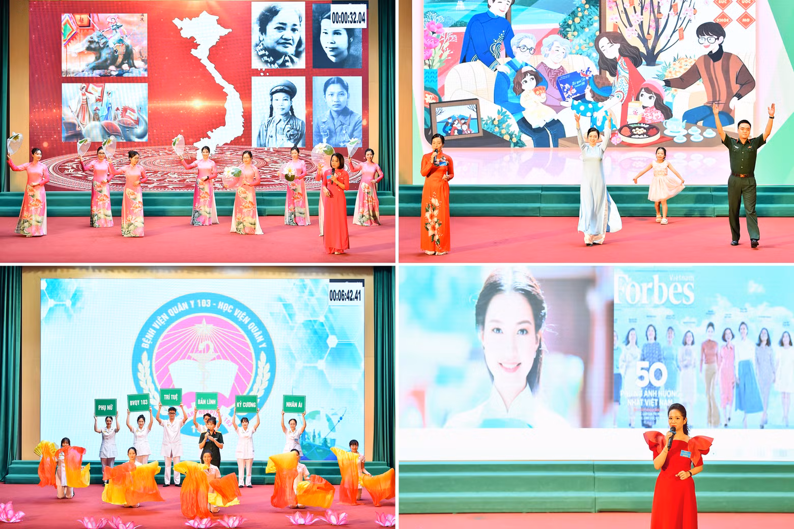 Contestants show their knowledge of laws related to women, families and children; Military Women's tradition; examples of female heroes and martyrs in the revolutionary struggle for national liberation and national unification; results of implementing resolutions and action programmes for women at all levels; emulation movements; mass mobilisation, policy, humanitarian and charity activities.