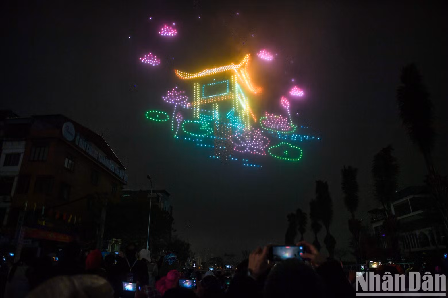 The Lunar New Year’s Eve drone light show is followed by a firework display expected to last 15 minutes just after midnight.