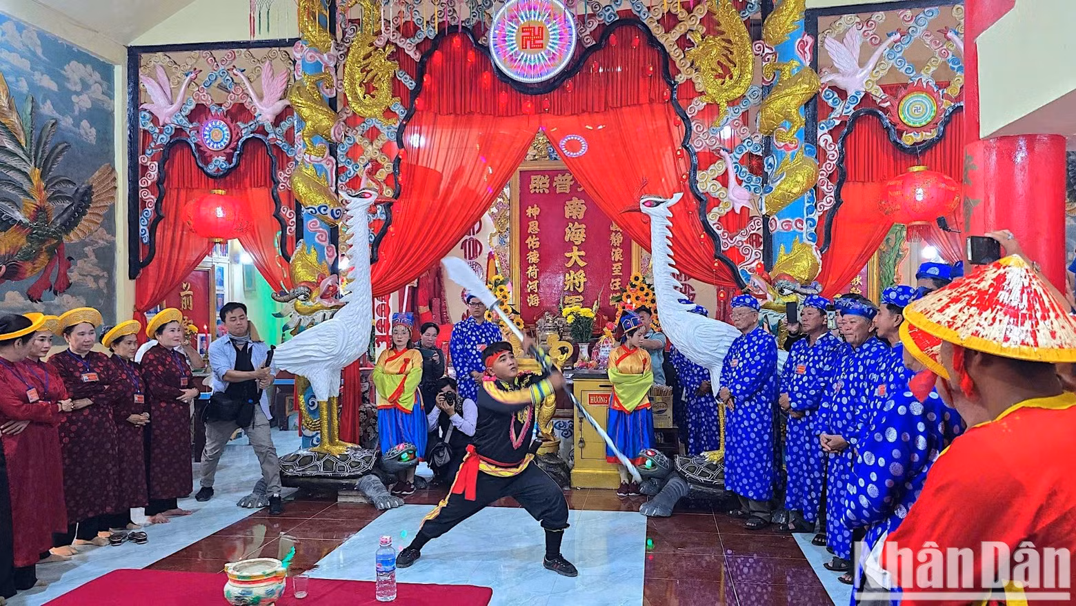 The ritual ceremony before the whale worshipping procession at Nam Hai Whale Temple in Song Doc Town. The ritual ceremony before the whale worshipping procession at Nam Hai Whale Temple in Song Doc Town.