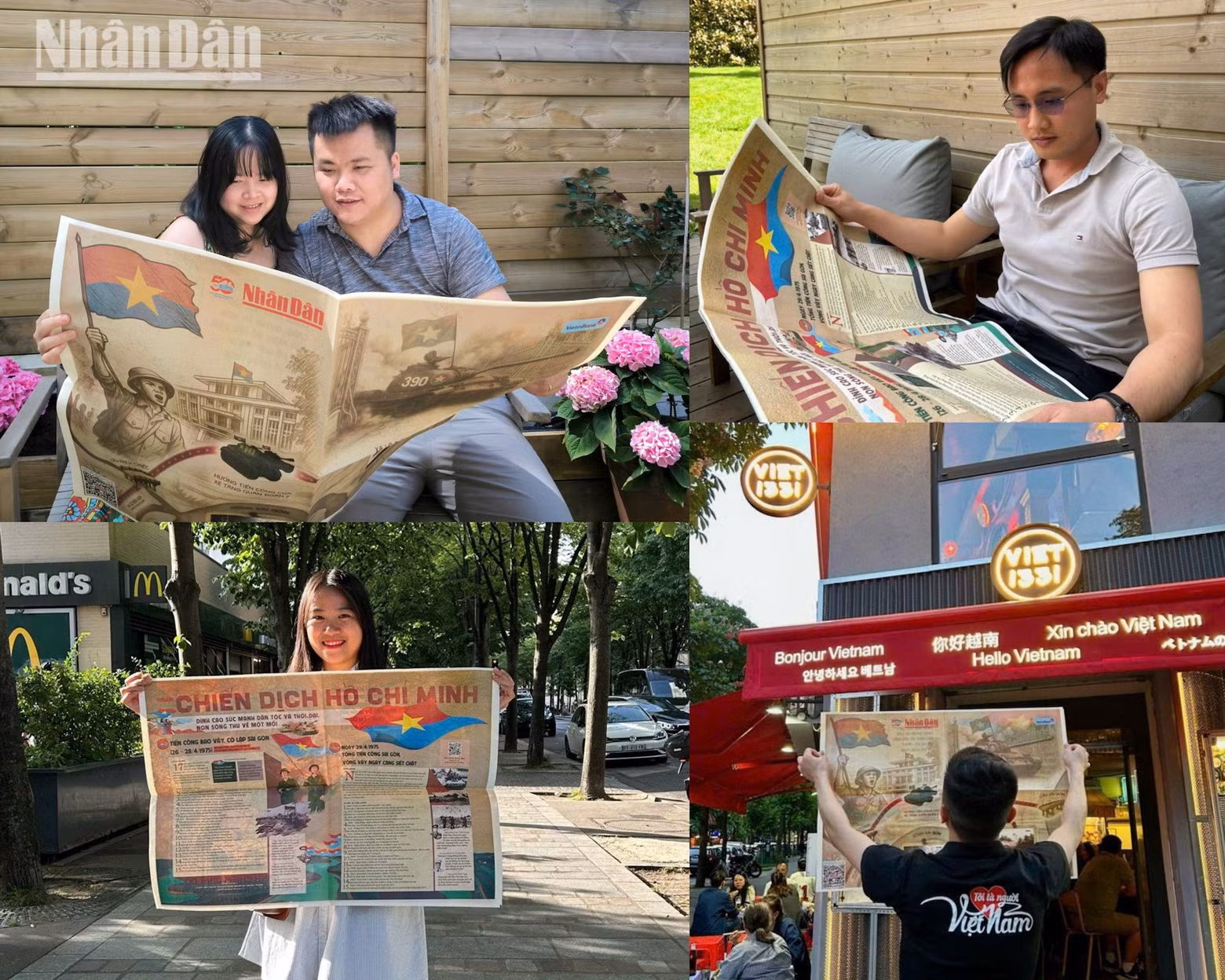 According to Dau Xuan Viet (top left), “reading this special edition on the 50th anniversary of the April 30 Victory, we felt an overwhelming sense of national pride. Every page and image evoked the glorious milestone of national reunification in 1975. This publication inspires gratitude toward those who came before us and instils a sense of responsibility to safeguard our nation in today’s youth.” Readers Tran Dinh Hoang (top right) and Pham Thi Oanh (bottom left), along with many other readers, express a shared hope that Nhan Dan Newspaper will continue producing meaningful publications that honour the Vietnamese people and homeland.