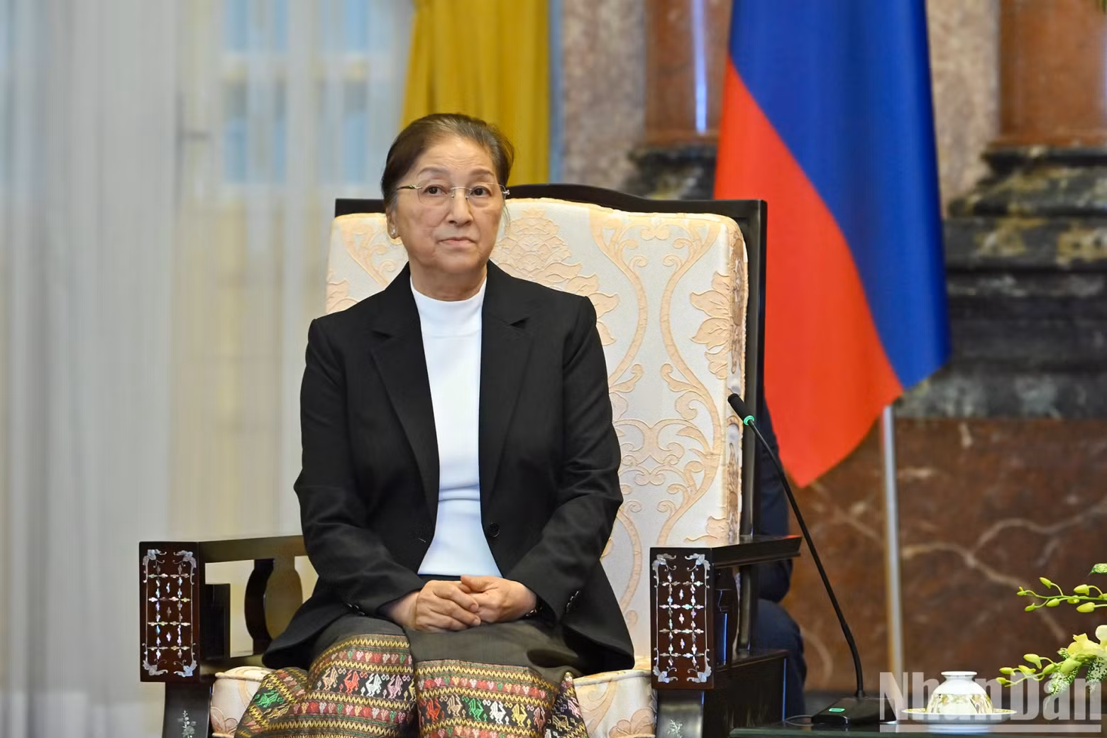 Lao Vice President Pany Yathotou at the reception.