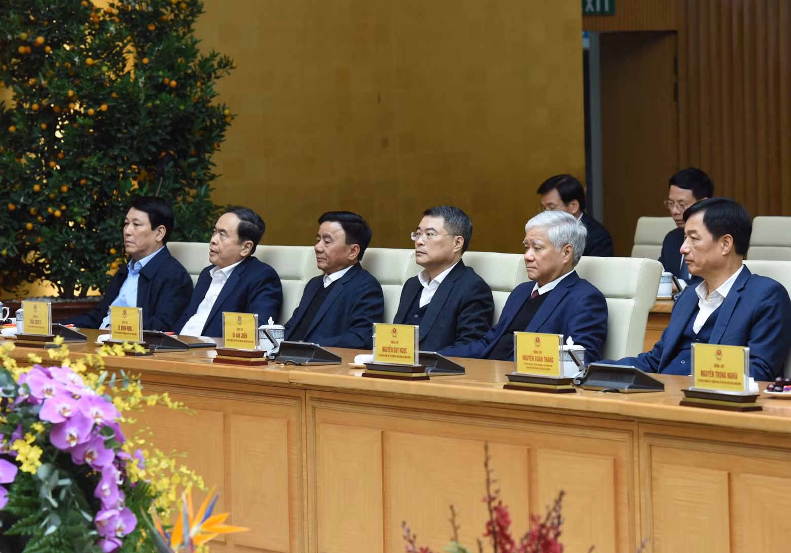 The Party and State leaders attend the gathering. The Party and State leaders attend the gathering.