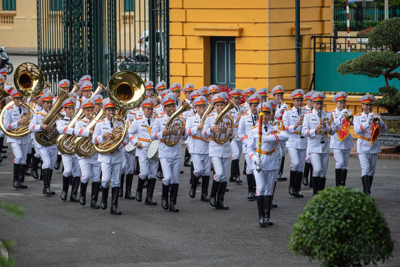 The Vietnamese military band at the welcome ceremony.
