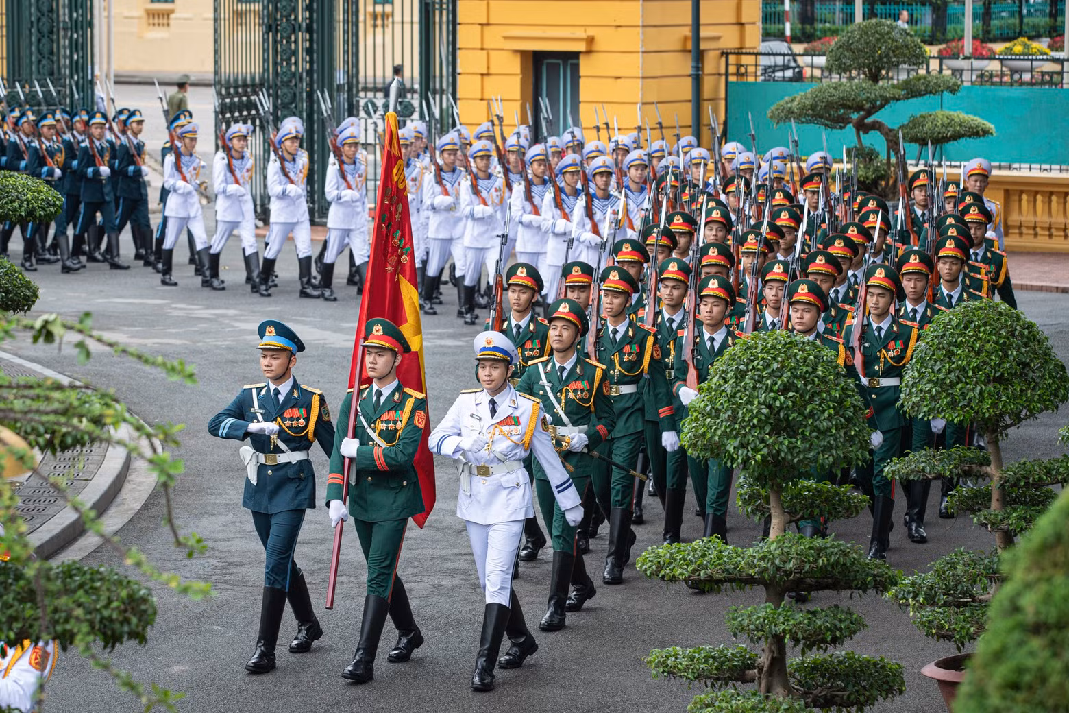 The Vietnamese military band at the welcome ceremony.