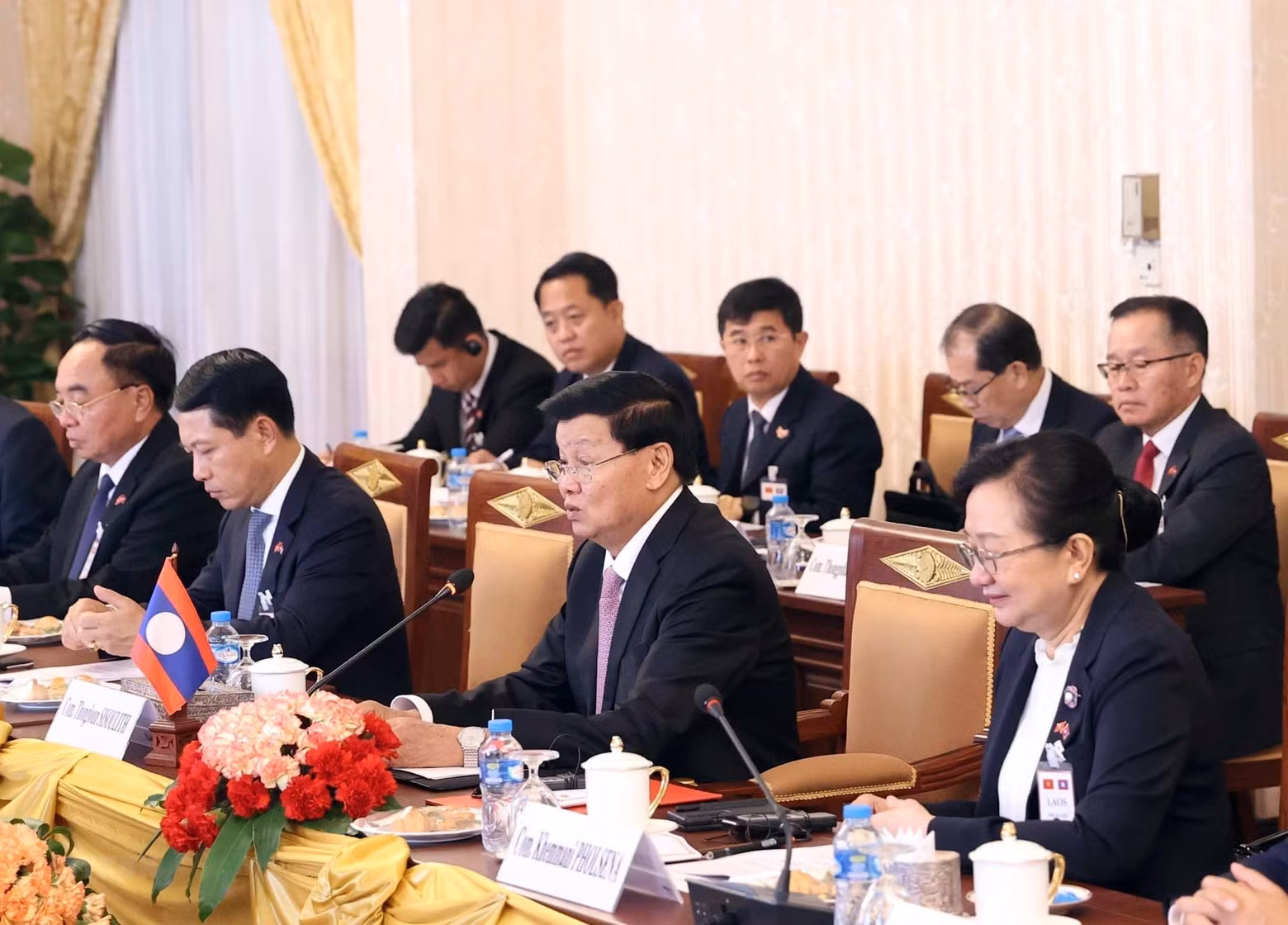 Lao Party General Secretary and President Thongloun Sisoulith speaking at the event.