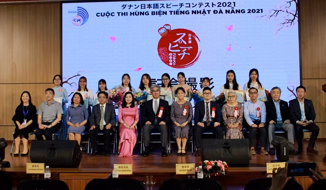 At the Japanese-language eloquence contest held in Da Nang in 2021 (Photo: University of Foreign Language Studies - University of Da Nang)