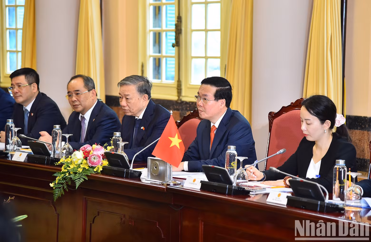 President Vo Van Thuong speaking at the talks. President Vo Van Thuong speaking at the talks.