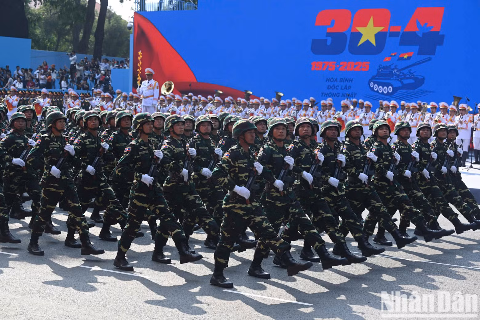 The Lao People's Army formation on parade.