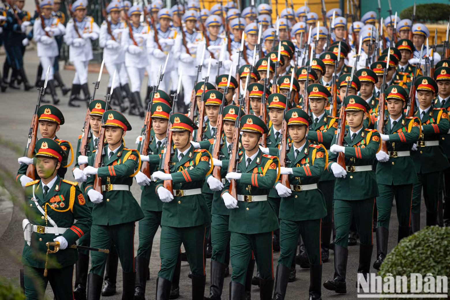 The military band of the Vietnam People's Army at the welcome ceremony. The military band of the Vietnam People's Army at the welcome ceremony.