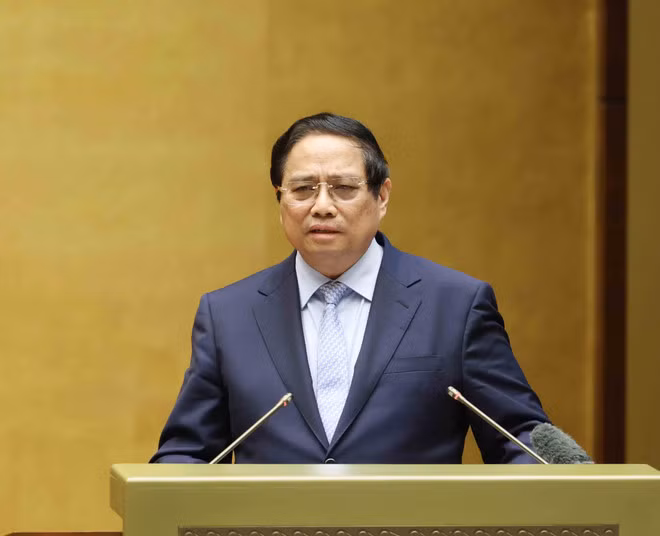 PM Pham Minh Chinh speaks at the meeting. (Photo: VNA)