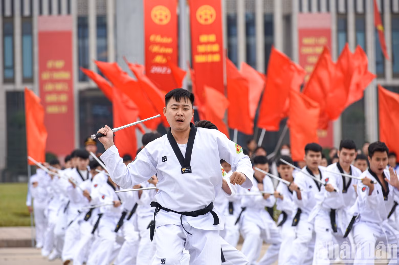 Performing martial arts at the sports festival. Performing martial arts at the sports festival.