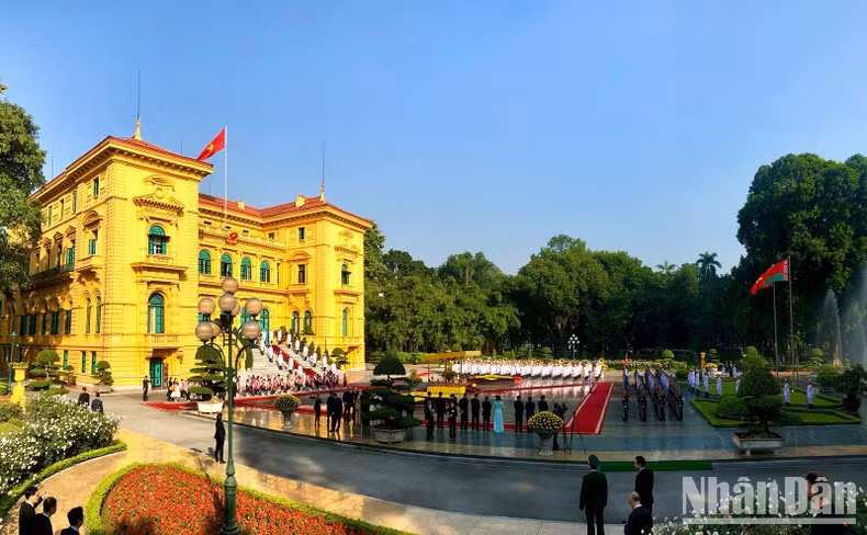 Overview of the Presidential Palace, the venue of the welcome ceremony. Overview of the Presidential Palace, the venue of the welcome ceremony.