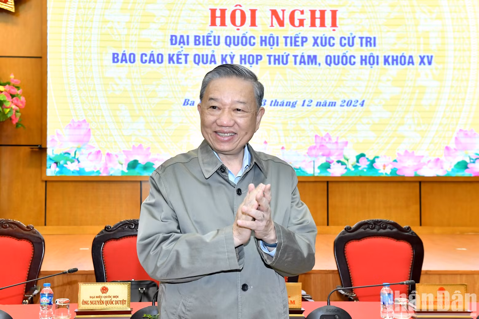 General Secretary To Lam attends the meeting with Hanoi voters.