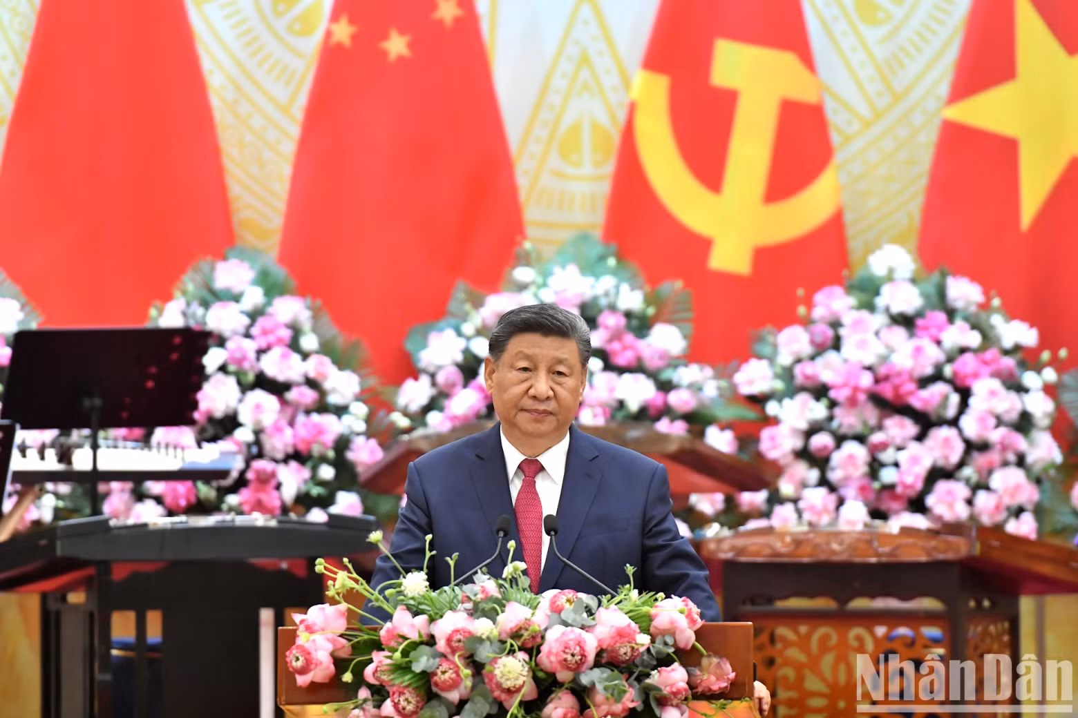 Chinese Party General Secretary and State President Xi Jinping speaks at the event (Photo: NDO)